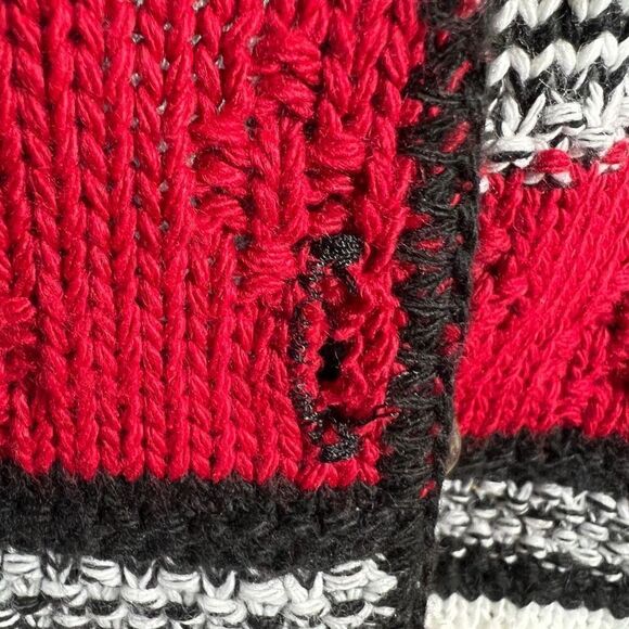 Vintage Reba Rose Made in New York Black White and Red Striped Knitted Cardigan - Picture 4 of 15